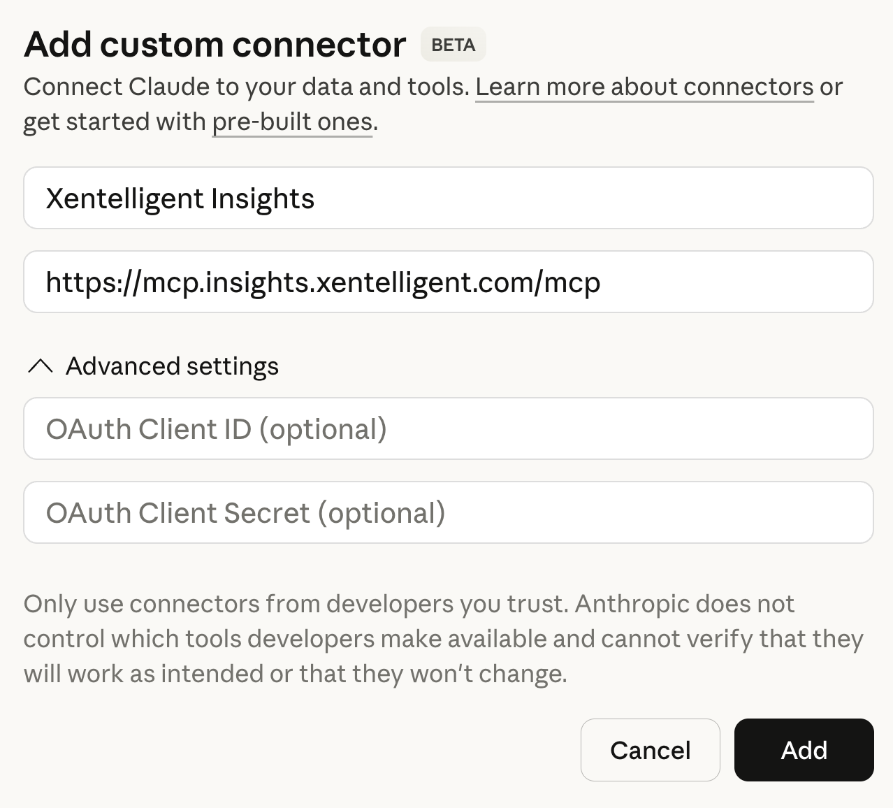 Add custom connector